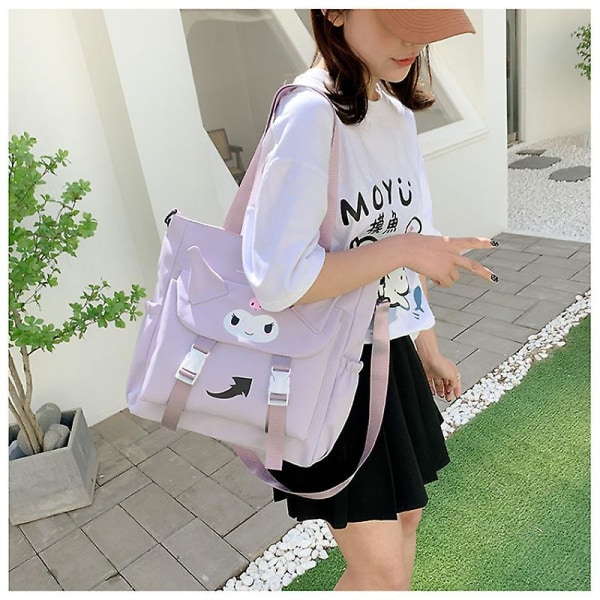 Sanrio Kuromi Kawaii Skuldertaske Cinnamoroll Tegneserie Håndtaske Rejsetaske Crossbody Taske Fashion Oxford Stof Taske Computer Taske