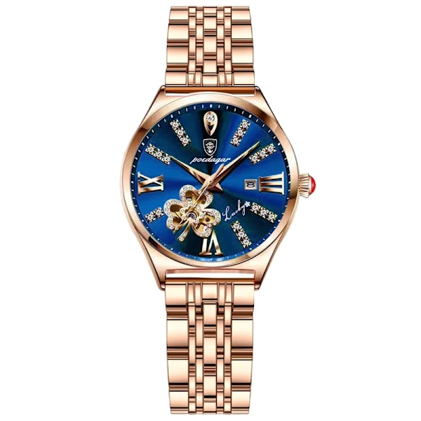 POEDAGAR Ur Mode Luksus Bordeaux Quartz Ure Vandtæt Rustfrit Stål Plet Damer Armbåndsur Romantisk Kæreste Gave Blue(.426)