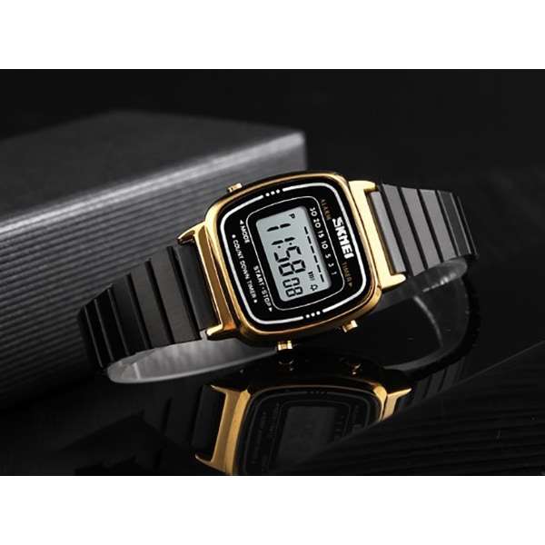 Armbandsur Elektronisk 7-färgers klocka ja digitaalinen rostfritt stål