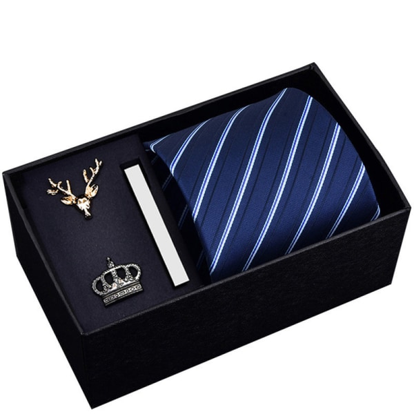 Slips- og lommetørklædesæt til mænd inklusive manchetknapper og slipsenål