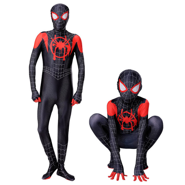 Kids Miles Morales kostym Spider-Man，Iron Spider-Man Cosplay Halloween Set Miles 120cm
