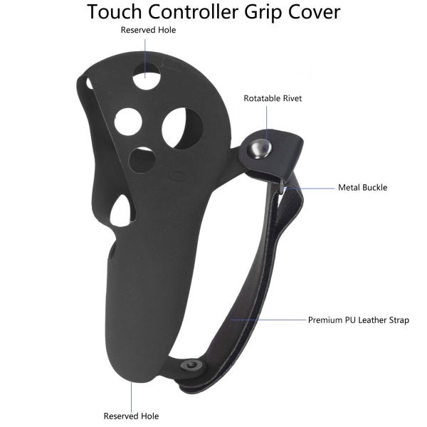 2 st Touch Controller Grip Cover Silikon Grip Cover Protector med Knuckle Straps för Meta Quest Pro Svart