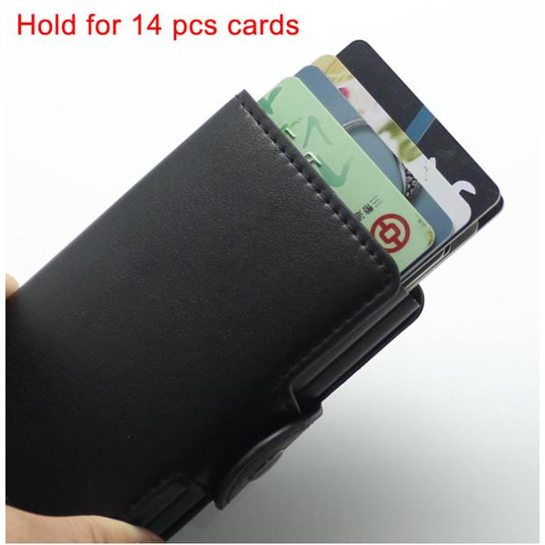Dubbel Stöldskydds Plånbok RFID-NFC Säker POP UP Kortshållare Blå Blue Blå- 12st Kort