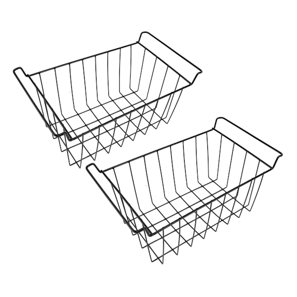 2 stk. frysertråd oppbevaringskurv PE-belagt hengende stativ arrangør bin svart for kjøleskapshyller L 42,5 cm x B 24,5 cm x H 20 cm