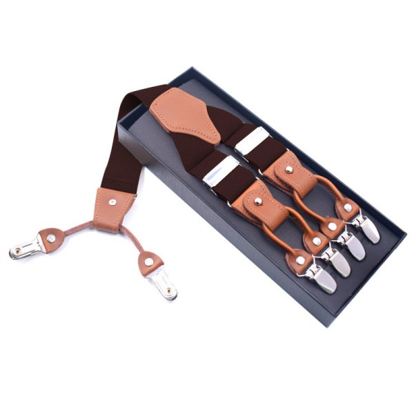 Herrar hängslen - 3,5 cm breda justerbara hängslen med 6 clips för casual elastiska band klädtillbehör