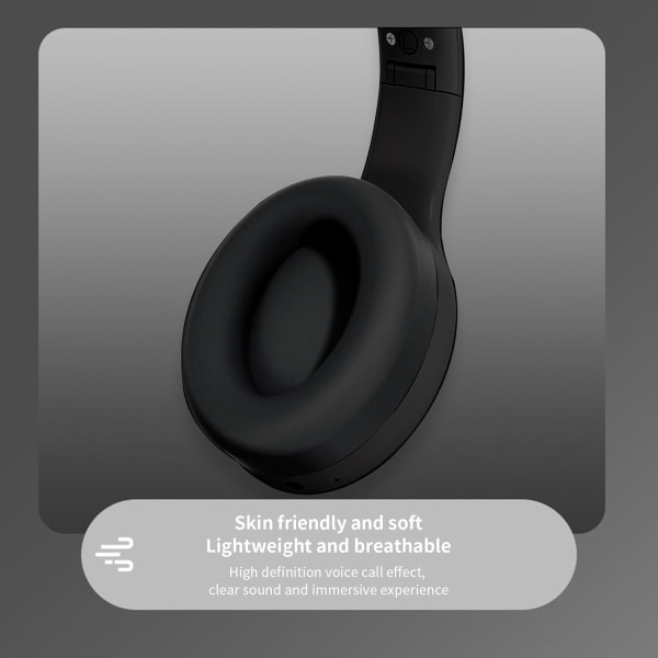 Trådløse over-ear Bluetooth-hovedtelefoner, aktiv støjreduktion, HiFi-stereolyd, dyb bas, sammenklappelige memory foam-ørekopper, indbygget mikrofon