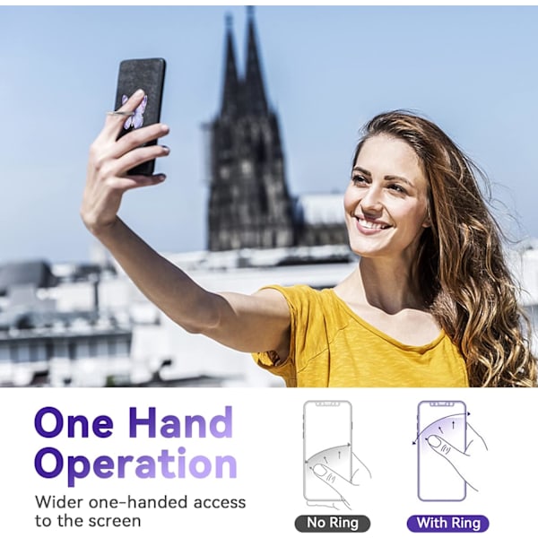 Ringformad mobiltelefonhållare, söt fjäril, metallmålning, 360° rotation, mobiltelefonringhållare - AD10 - O