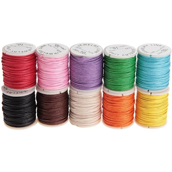 10 ruller vokset bomuldssnor 10 m 1 mm til smykkefremstilling-WELLNGS-AD10--O-