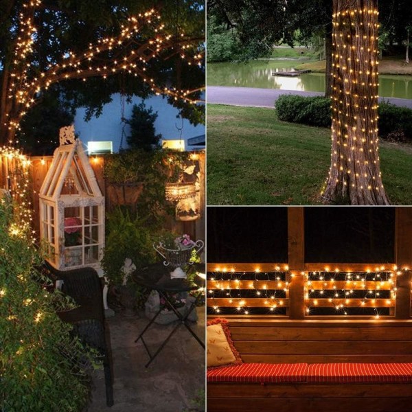 Solar utomhusljusslinga, 30M 300 LED vattentät utomhusgirlander dekorationsljus för trädgård, balkong, terrass, bröllop, jul, fest - varmvit