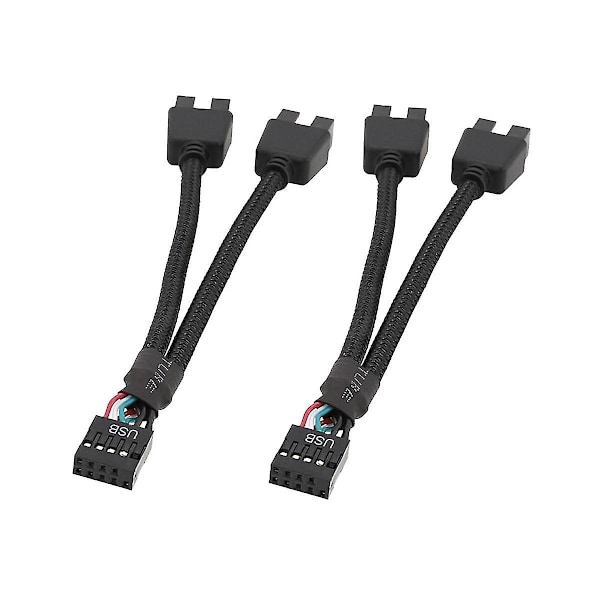 2 kpl tietokoneen emolevyn USB-jatkokaapeli 9-pin 1 naaras 2 uros Y-haaroitin Audio HD-jatkokaapeli PC DIY:lle