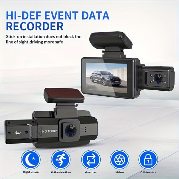 1080P dobbelt kamera, dashcam til biler, for og inde