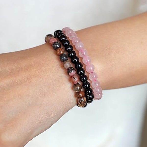 3 st Healing Crystal Armband för Kvinnor 8mm Naturliga Stenpärlor Stretch Armband Ametist Smycken Presenter