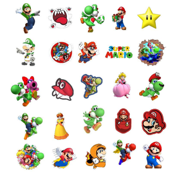 50 tarraa tarrat - Super Mario - Sarjakuva - Nintendo monivärinen
