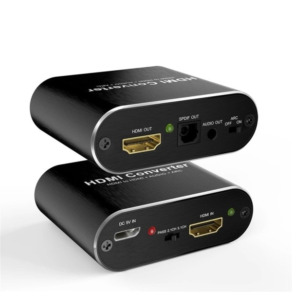 HDMI lyduttrekker 4K 60Hz HDMI 2.0 Audio Extractor ARC Splitter 5.1 Ch HDMI til toslink lydkonverter[mo]