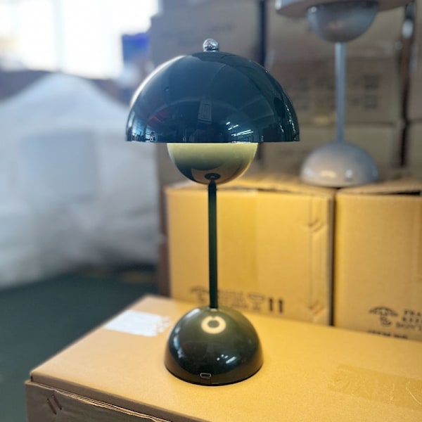 Bordslampa Nordisk Dansk Blomknopp, Dekorativ Stämningsbelysning, Blomknopplampa Sänglampa Nattlampa (Uppladdningsbar, Grå) Grey