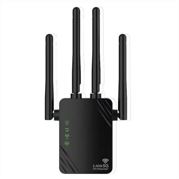 WiFi-repeater, WiFi-extender, 1200 Mbps 5 GHz / 2,4 GHz dual-band anti-interferens, repeater/router/AP WiFi-forstærkertilstand