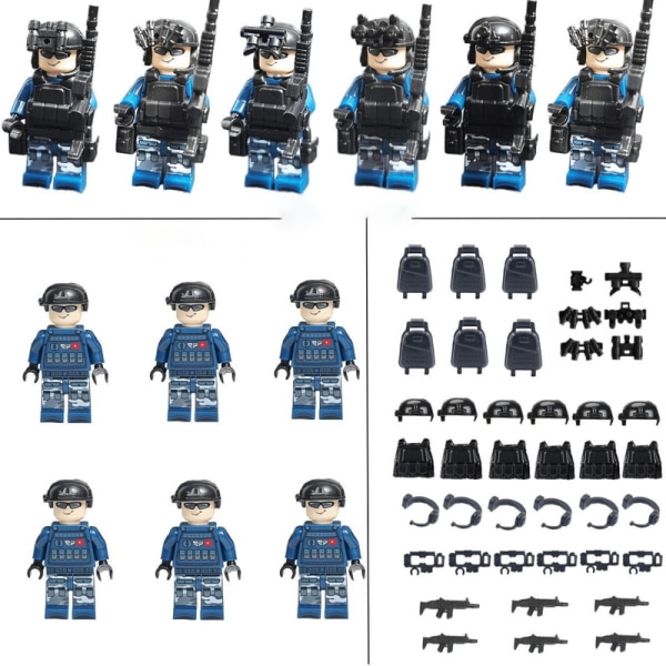 Toy Dark Blue Soldier (6 stycken) Cobi Cada-kompatibel