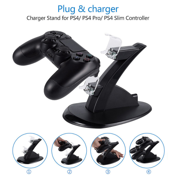 Laddstation för PS4 - Laddare Handkontroll / Playstation Kontroll Svart