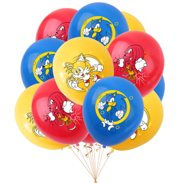 Sonic födelsedagstema festdekoration tecknad dra flagga insats ballonguppsättning D