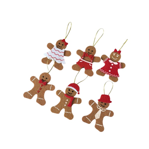 Set of 6 gingerbread Christmas tree ornaments for sweet Christmas decoration