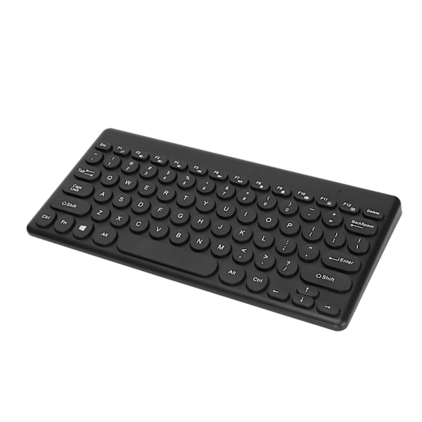 Trådløst tastatur 2.4G 78 taster ergonomisk design bærbar slank strømbesparende runde taster USB-tastatur sort