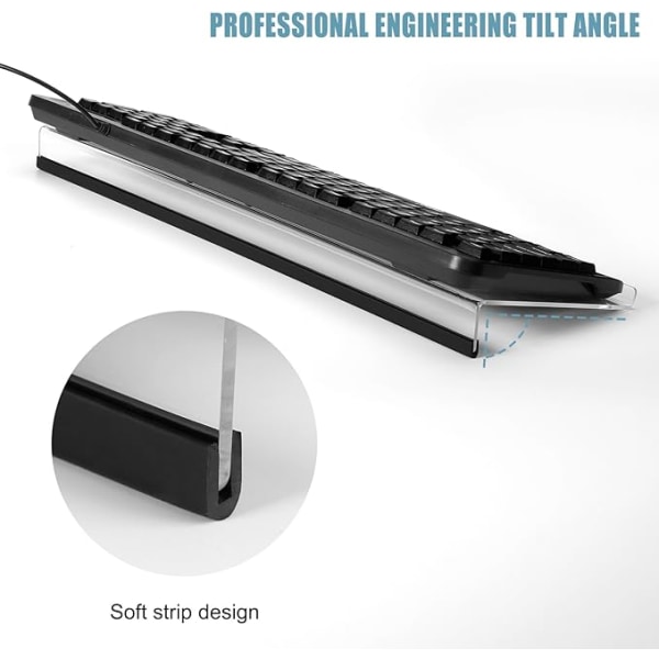 Computer Tastatur Stativ Ergonomisk Akryl Tastatur Bakke Transparent Vinkel til Skrivning Spil