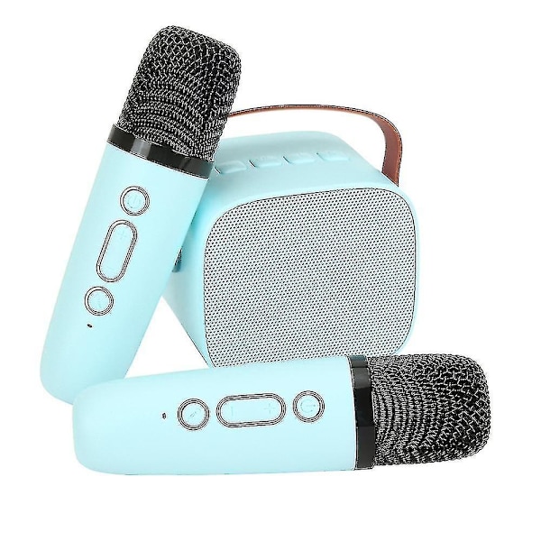 Karaokemaskine til børn med 2 trådløse mikrofoner, bærbar karaokemaskine med Bluetooth til børn og voksne, stemmeforandrende effekter og LED-lys
