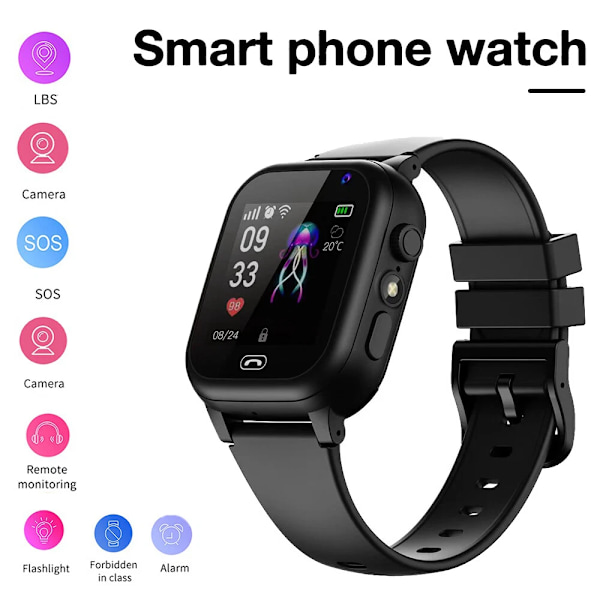 Ny Børne 4G Smart Watch SOS GPS Lokation Videoopkald SIM-kort til Børn Smartwatch Kamera Vandtæt Ur (FW)【mo】
