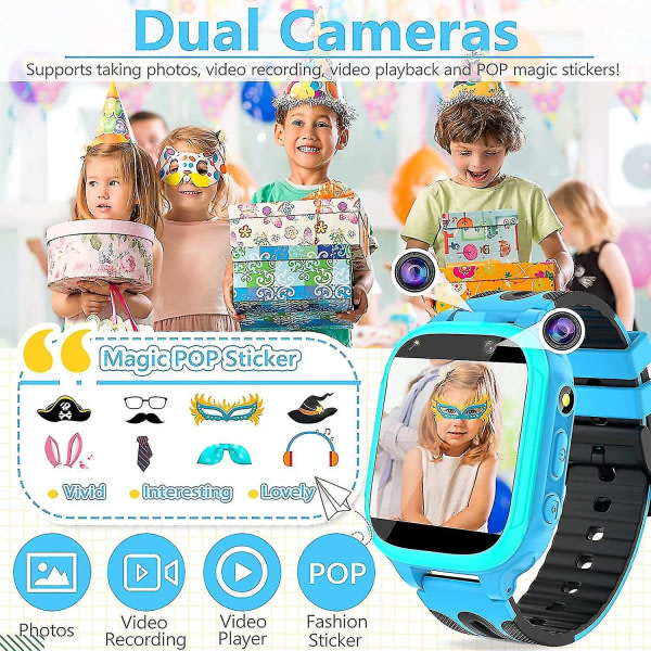 S23 Kids Smartwatch 14 Spil Musik Video Musik Smartwatch Blå