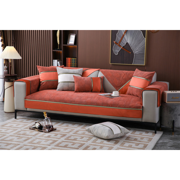 Halkfri soffdyna i färgblock i modern minimalistisk stil Röd 90*160cm