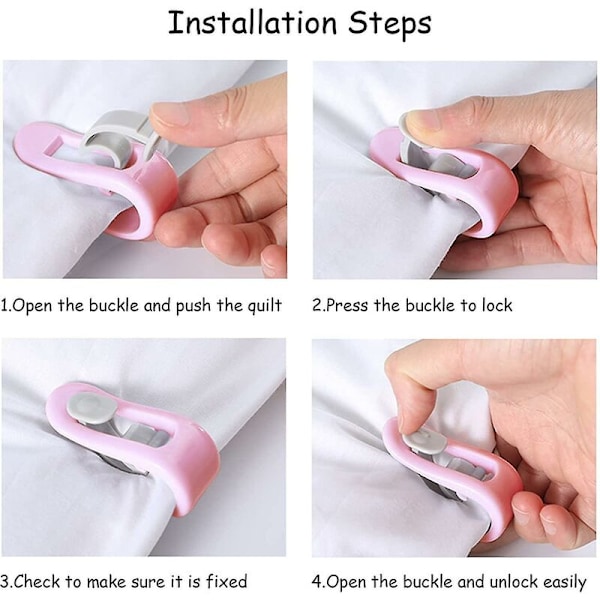 Høye elastiske teppedybber, nålefri teppedybber, nålefri teppedybber - Holder tepper på plass, 10 stk (rosa)
