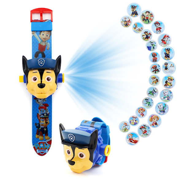Paw Patrol Klocka Projektionsklocka med Projektorfunktion Tecknad Flip Leksaksklocka - 24 Bildspel