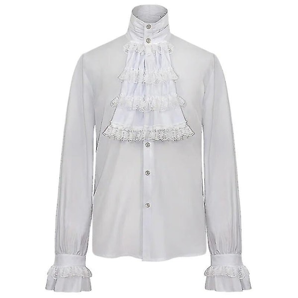 Steampunk Trenchcoat til mænd og børn / Vintage Prince Overfrakke Middelalder Renaissance Jakke Viktoriansk Edwardiansk Cosplay Kostume - WELLNGS hvid skjorte white Shirt 4XL