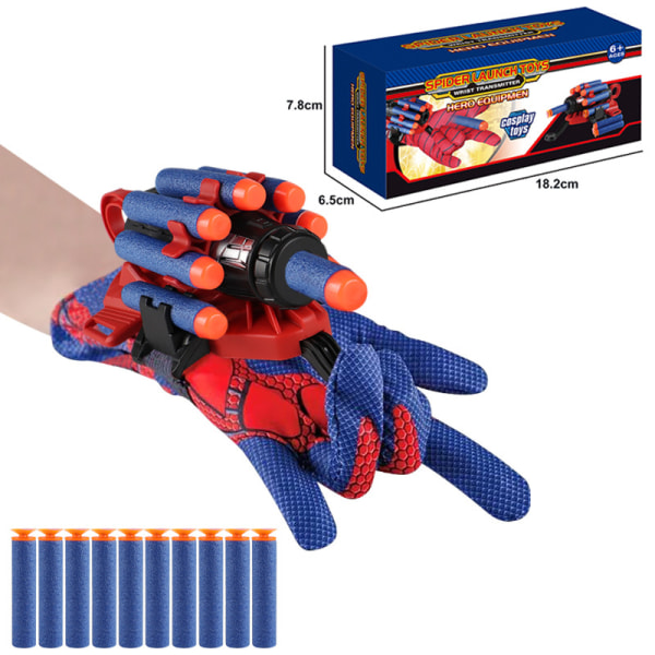 Marvel Spiderman - Super Launcher-handske, gaver til børn med håndledslegetøj Blå