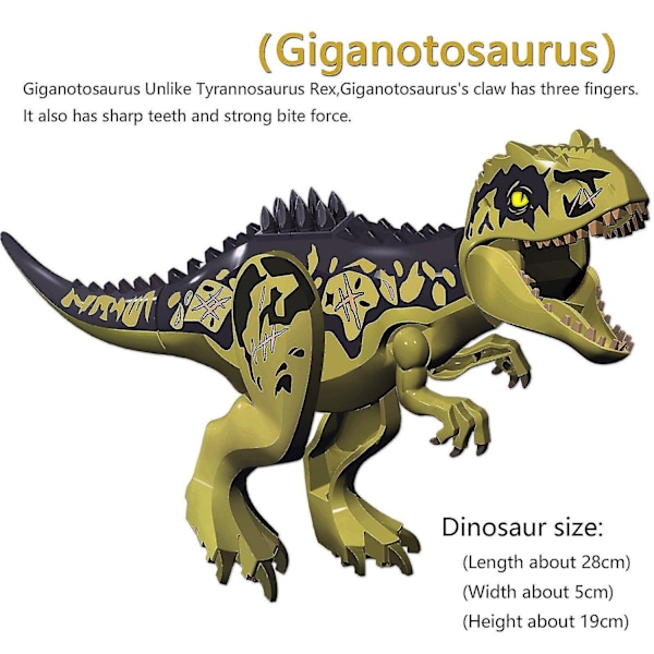 Jurassic Dinosaur World Giganotosaurus Samlede Byggeklodser Dyr Legetøj Figurer Børn Julefødselsdagsgaver - Perfekt-AD10--O-