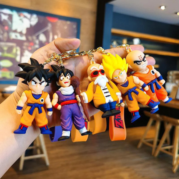 Dragon Ball Z -avaimenperä, muotikorut, Son Goku, Vegeta, Piccolo, toimintahahmot, 8 cm PVC-avainrengas, miehille ja naisille, laukkuun ripustettava lahja D