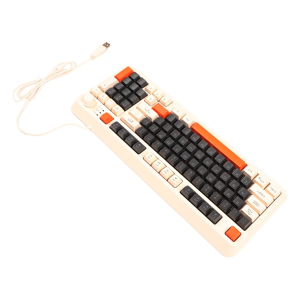 Gaming tastatur USB 94 taster LED baggrundsbelyst ergonomisk foldbar fødder multimedietaster kablet tastatur til stationær bærbar computer bi version