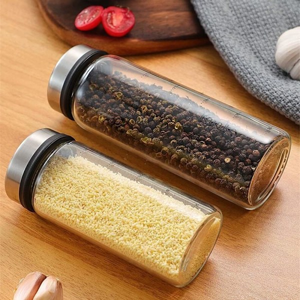 Kryddset kryddburkar salt socker dispenser saltbehållare kryddflaska behållare kryddflaska glas 200 ml-AD10--O-