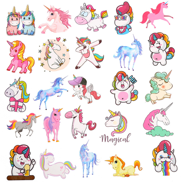50 st Enhörningsklistermärken Cartoon Rainbow Häst Personliga Doodle-klistermärken