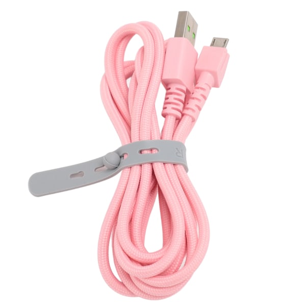 Ladekabel for Naga Pro Mus Micro USB 5.9ft Lang Antiwear Nylon Metall Mus Laderledning for Utskifting Rosa