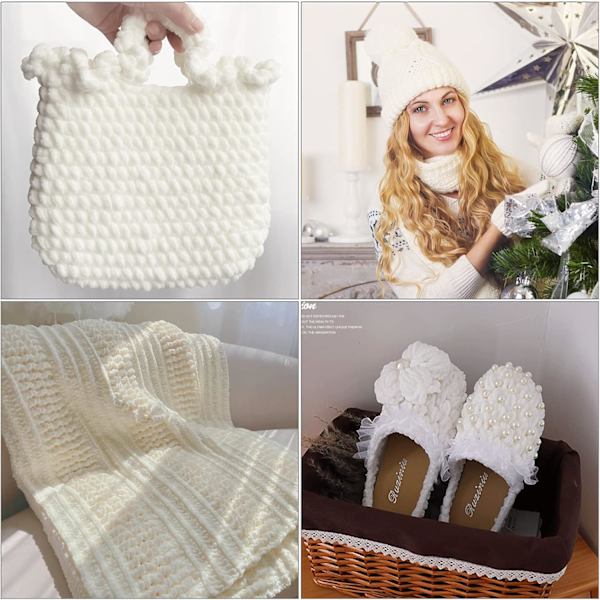 Stickgarn 4x Stickgarn för Virkning, Mjukt Chunky Garn för Garnprojekt cream