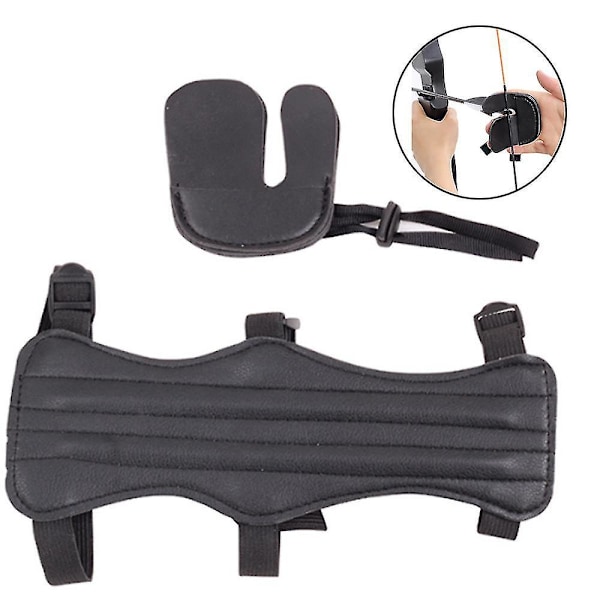 Armbeskytter Bue Finger Tab Fingerbeskytter Sæt Justerbare Stropper Bueskydning Armbeskytter-FD3--O-
