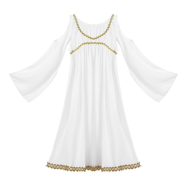 Romersk Gresk Athena Gudinne Cosplay Kjole Jenter Gullklipp Halloween Kostyme Rollespill Fest Lang Maskerade Kjole M