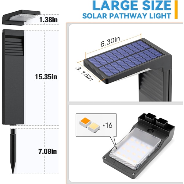 Solcelle stilys 2-pak, moderne solcelle stilys udendørs vandtæt, perfekte solcellelys  H802 - koldt hvidt