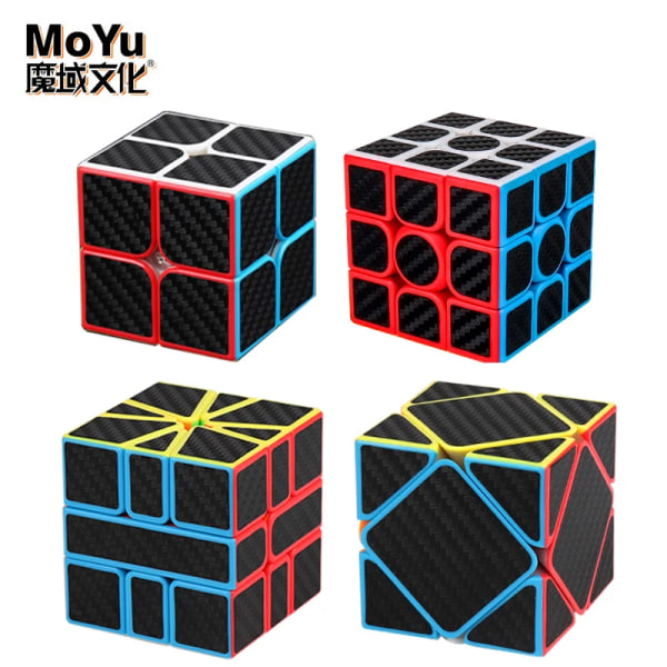 MoYu Meilong Magic Cube 2x2 3x3 kolfiberdekal Speed ​​Cube Meilong Speed ​​Pusselleksaker för barn Barn Cubo Magico 2x2x2