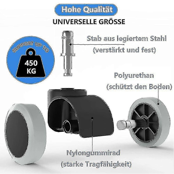 5-pak kontorstolhjul 11 mm / 22 mm Udskiftningshjul til hårde gulve til gamingstole, drejestole, Pr{HH}