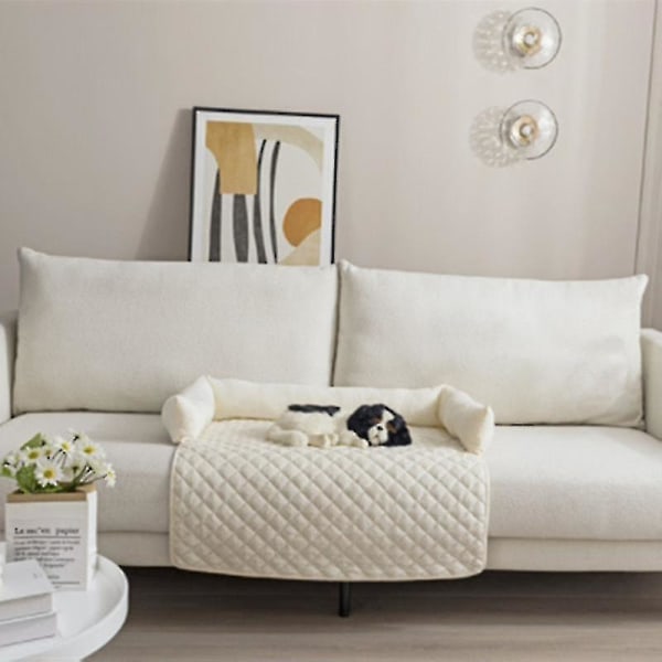 Velvet Medium Pet Sofa Bed, skridsikker, vandtæt, med 3-sidede puder, sofa beskytter