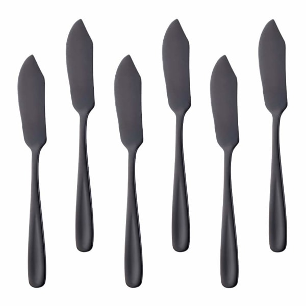 Smörknivar i rostfritt stål,svarta ostspridare 6 stycken