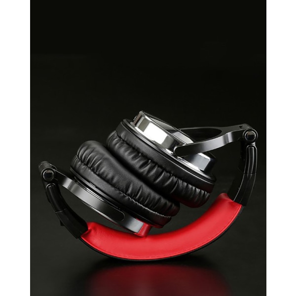 Over Ear hovedtelefoner med kabel 50 mm driver (sort rød)