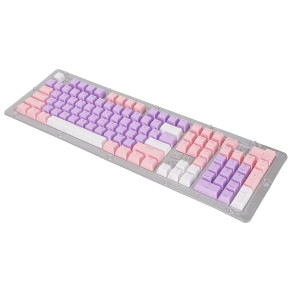 Tastaturtaster 107 taster tre farger gjennomskinnelige tegn bueoppsett mekanisk tastaturtaster rosa lilla hvit